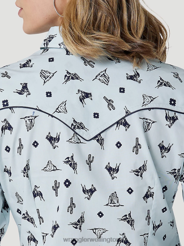 Red Retro Americana Bandana Western Snap Shirt Women Clothing Wrangler P2B6R882